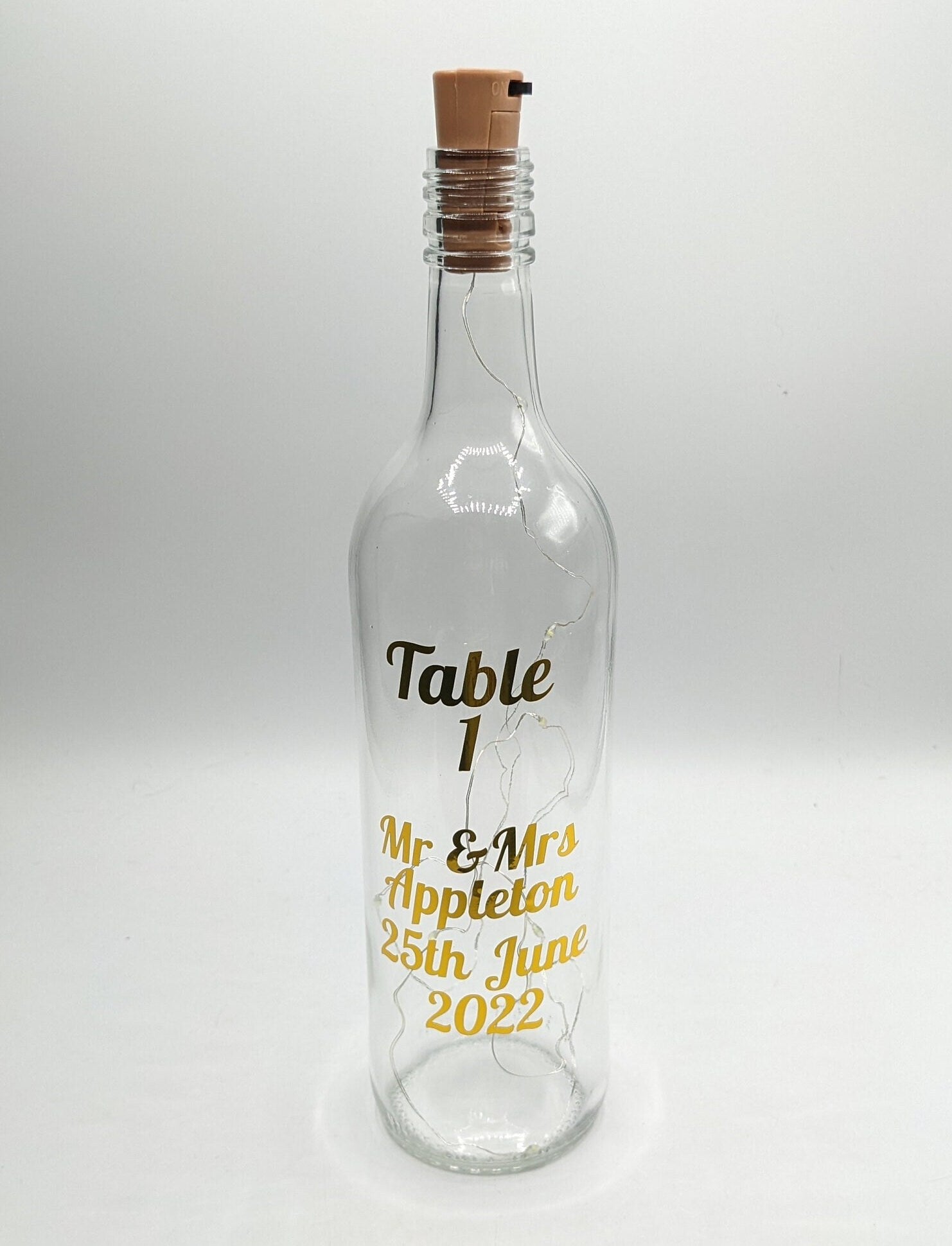 Personalised Wedding Table Bottle, Wedding Table Centrepiece, Wedding Décor, Wedding Table Decoration, Wedding Lights, Wedding Decoration