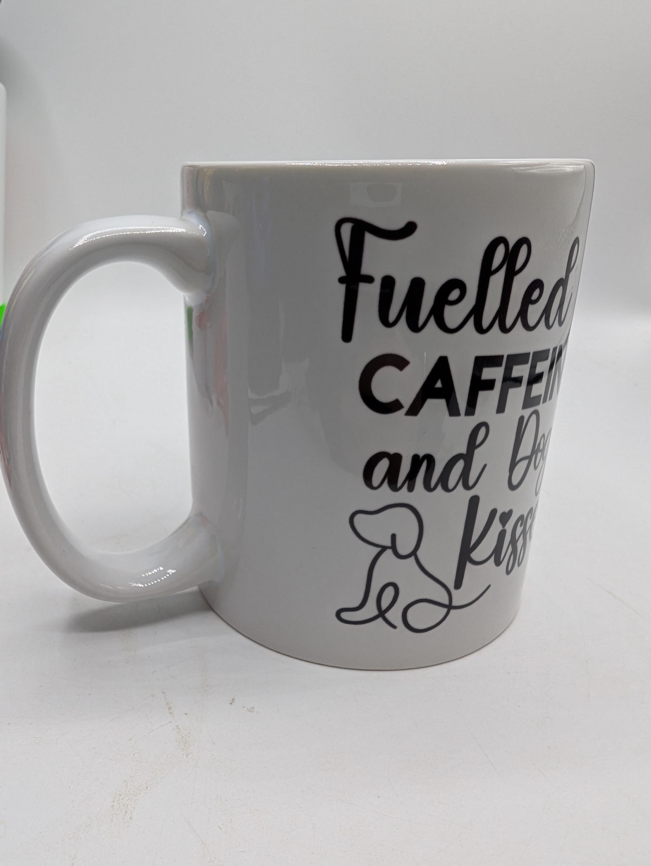 Dog Lover Mug, Fuelled by Caffeine & Dog Kisses, Gift for friend, Dog Kisses Coaster, Dog Tea Mug, Funny Dog Mug, Dog Mum Gift, Dog Dad Gift