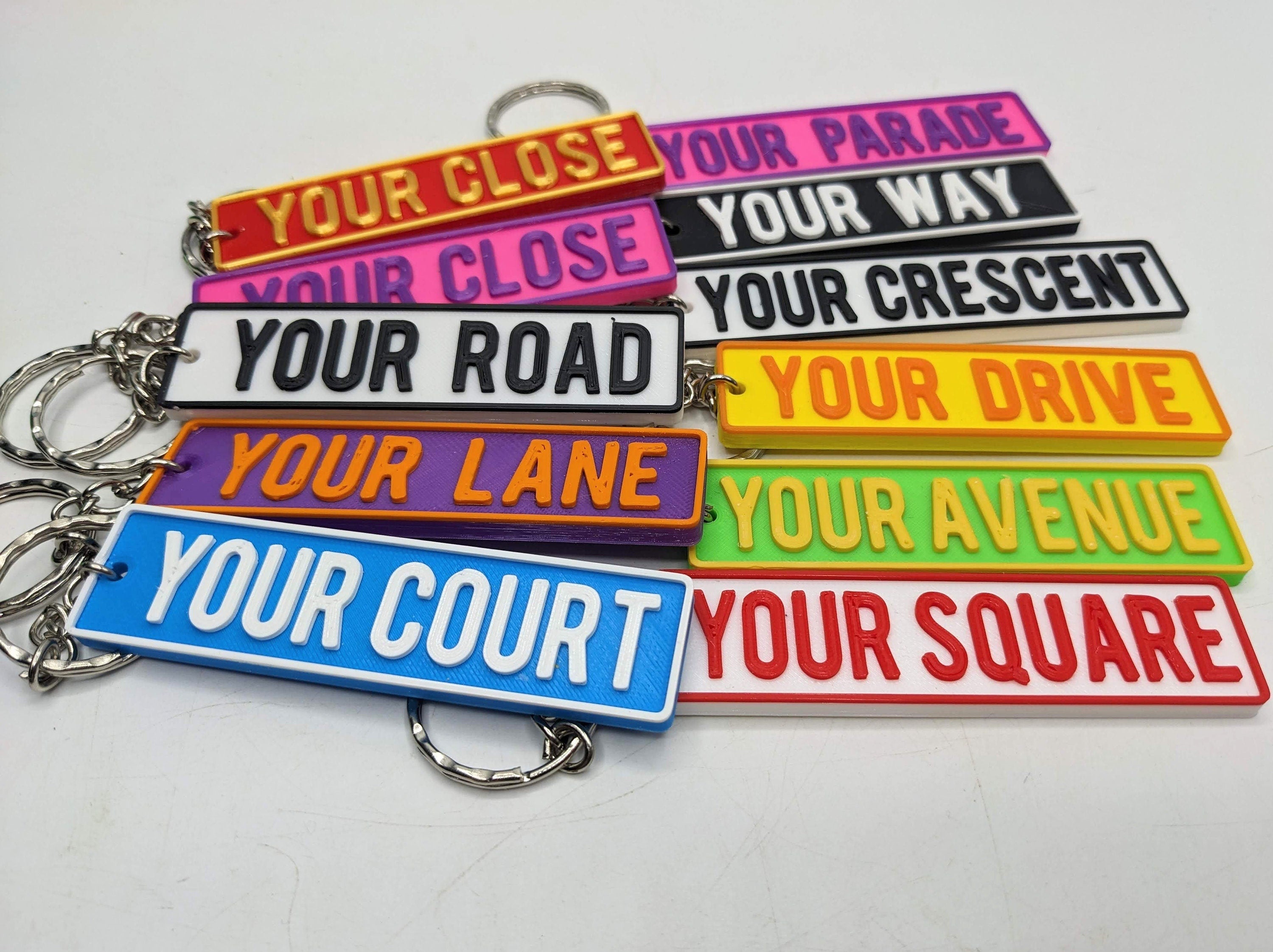 Personalised Street Sign Keyring / Street Road Name Keyring / Personalised Street Sign Keychain / Street Sign Bag Tag / Personalised Keyring