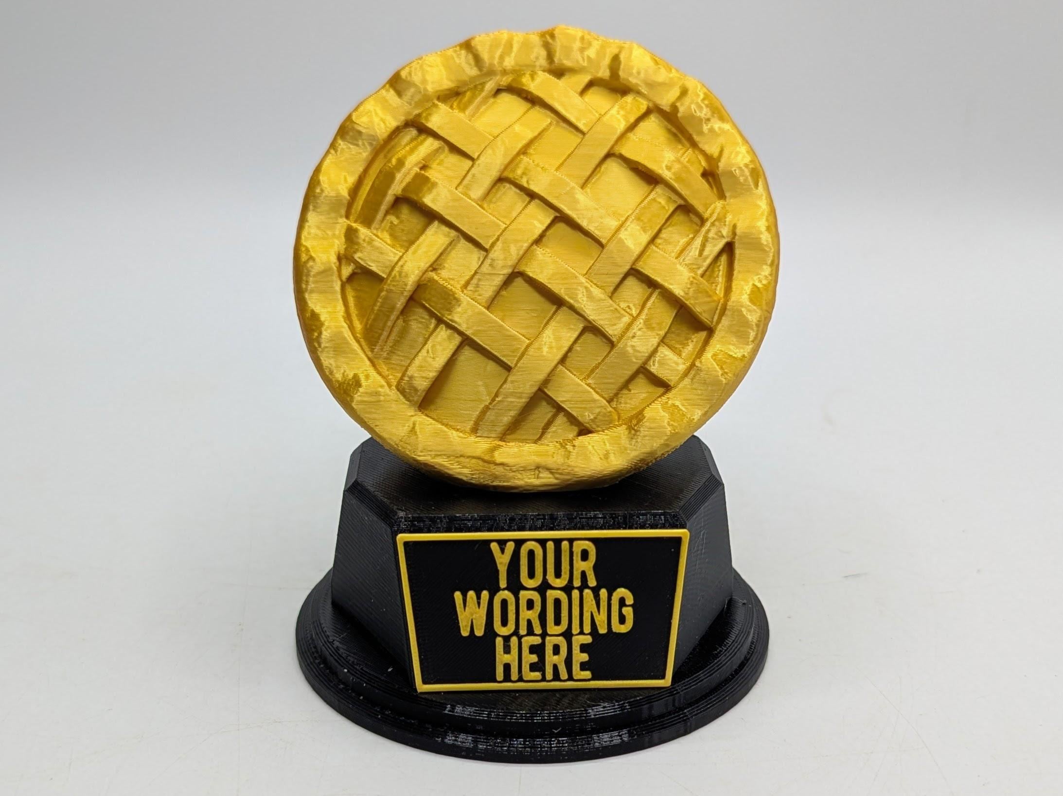 Personalised Pie Trophy, Meat Pie Trophy, Pie Award, Custom Trophy, Pie Lover, Who Ate All The Pies, Scotch Pie, Fruit Pie,  Office Trophy