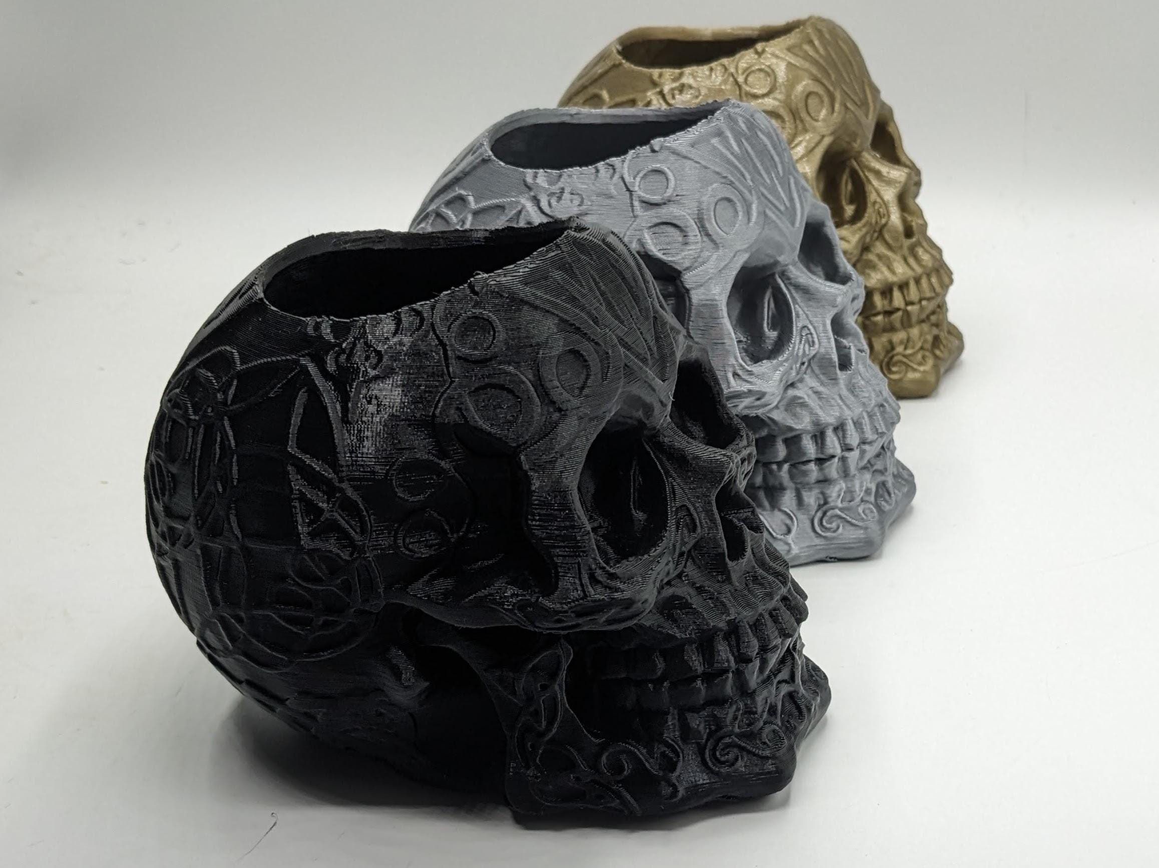 Celtic Skull Pen Pot, Skull Desk Tidy, Skull Storage Pot, Celtic Skull Desk, Gothic Pen Pot, Skull Gift, Skull Office Desk Tidy, Halloween