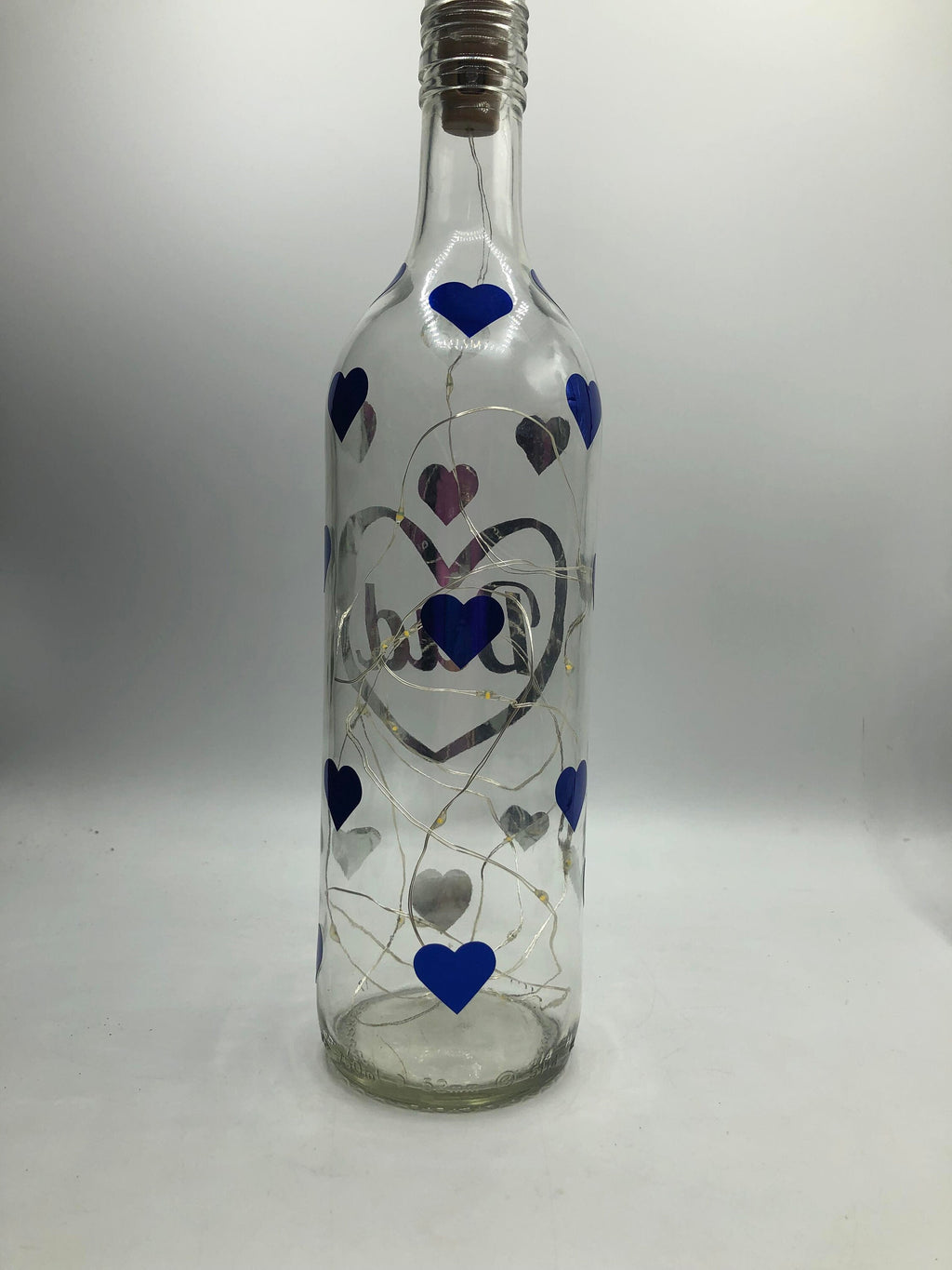 Dad Hearts LED Light Up Glass Bottle / Gift for Dad for Fathers Day / Fathers Day Gift / Gift for Dad's Birthday / Dad Christmas Gift / Dad
