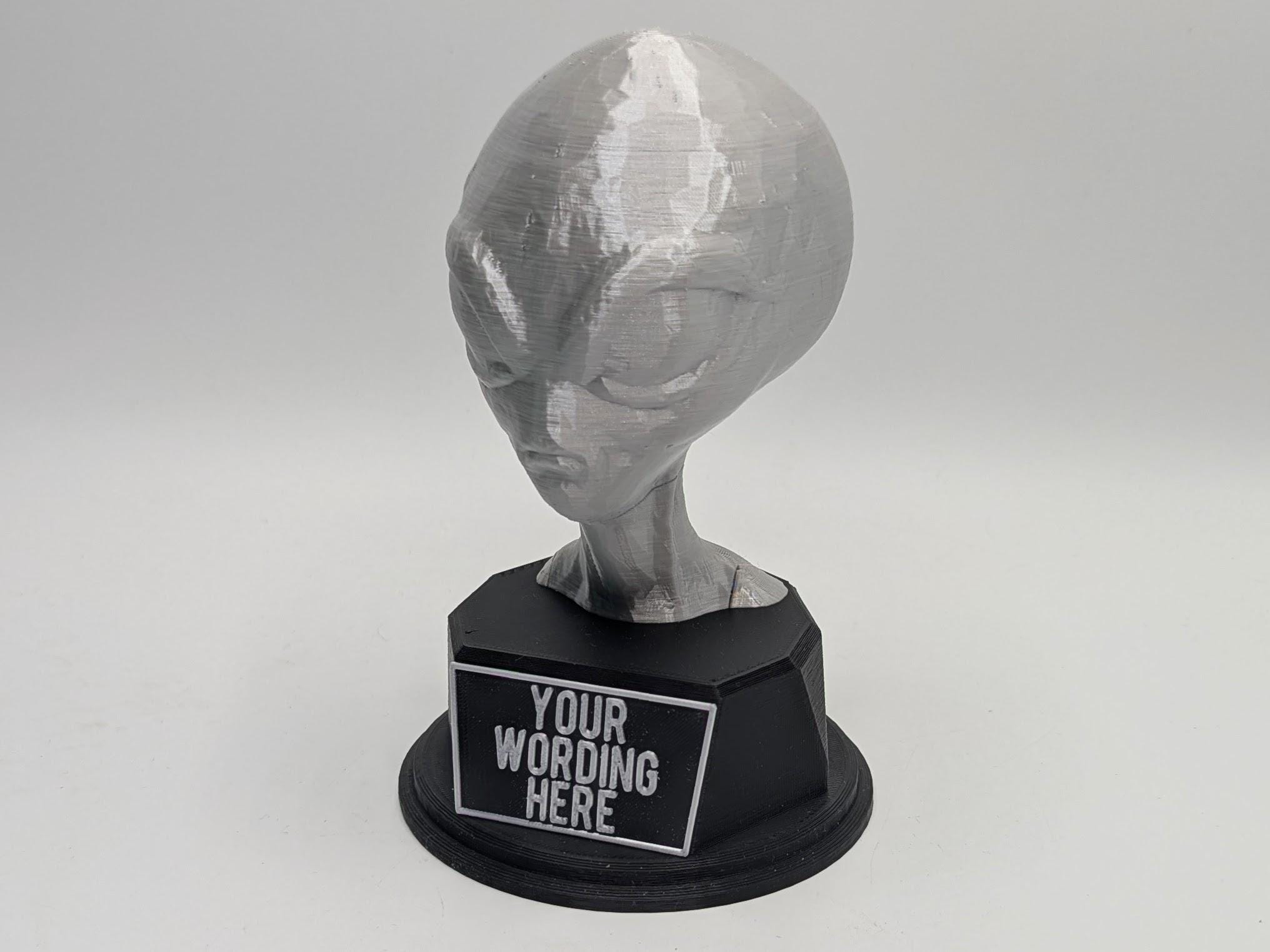 Personalised Alien Trophy, Alien Trophy, Alien Head Trophy Award, Custom Trophy, Golden Award, Sci Fi Lover Trophy, Sci Fi Office Award Gift