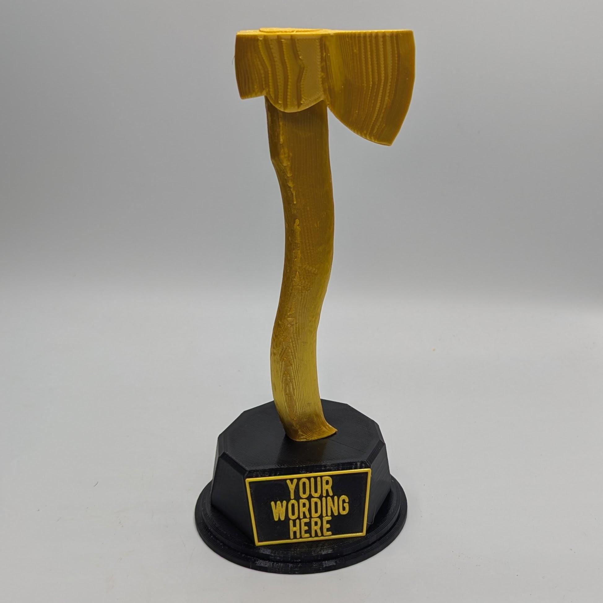 Hatchet Axe Trophy, Axe Award, Custom Trophy Gift, Hatchet Axe Trophy, Digger Award, Golden Axe Trophy,  Carpenter Trophy Award, Hatchet Axe