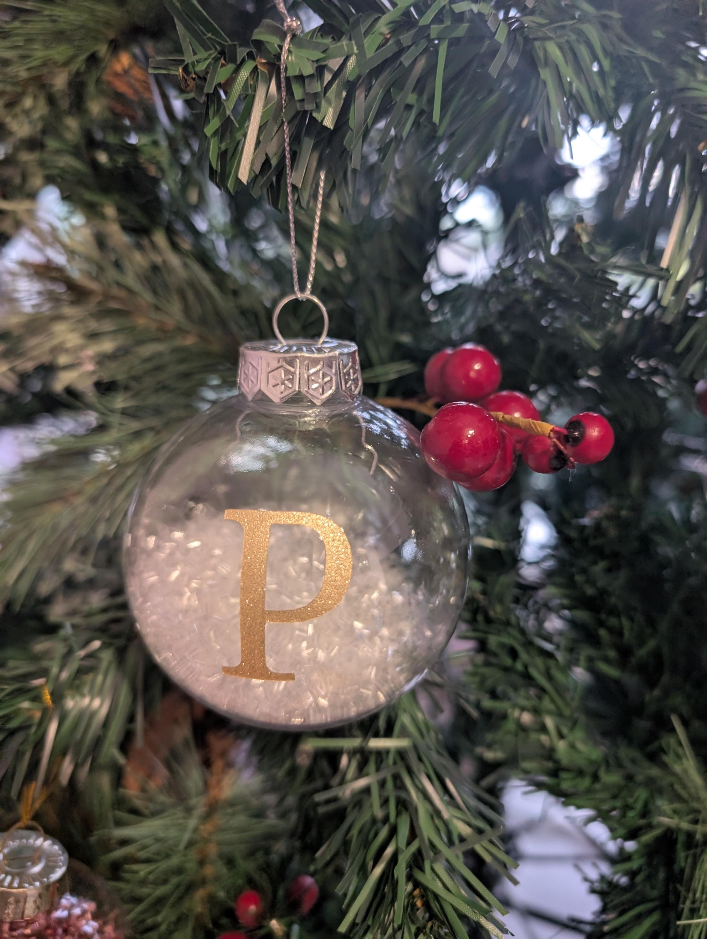 Personalised Glitter Christmas Bauble / Initial Bauble / Memorial Bauble / Tree Personalised Decoration / Personalised Christmas Ornament