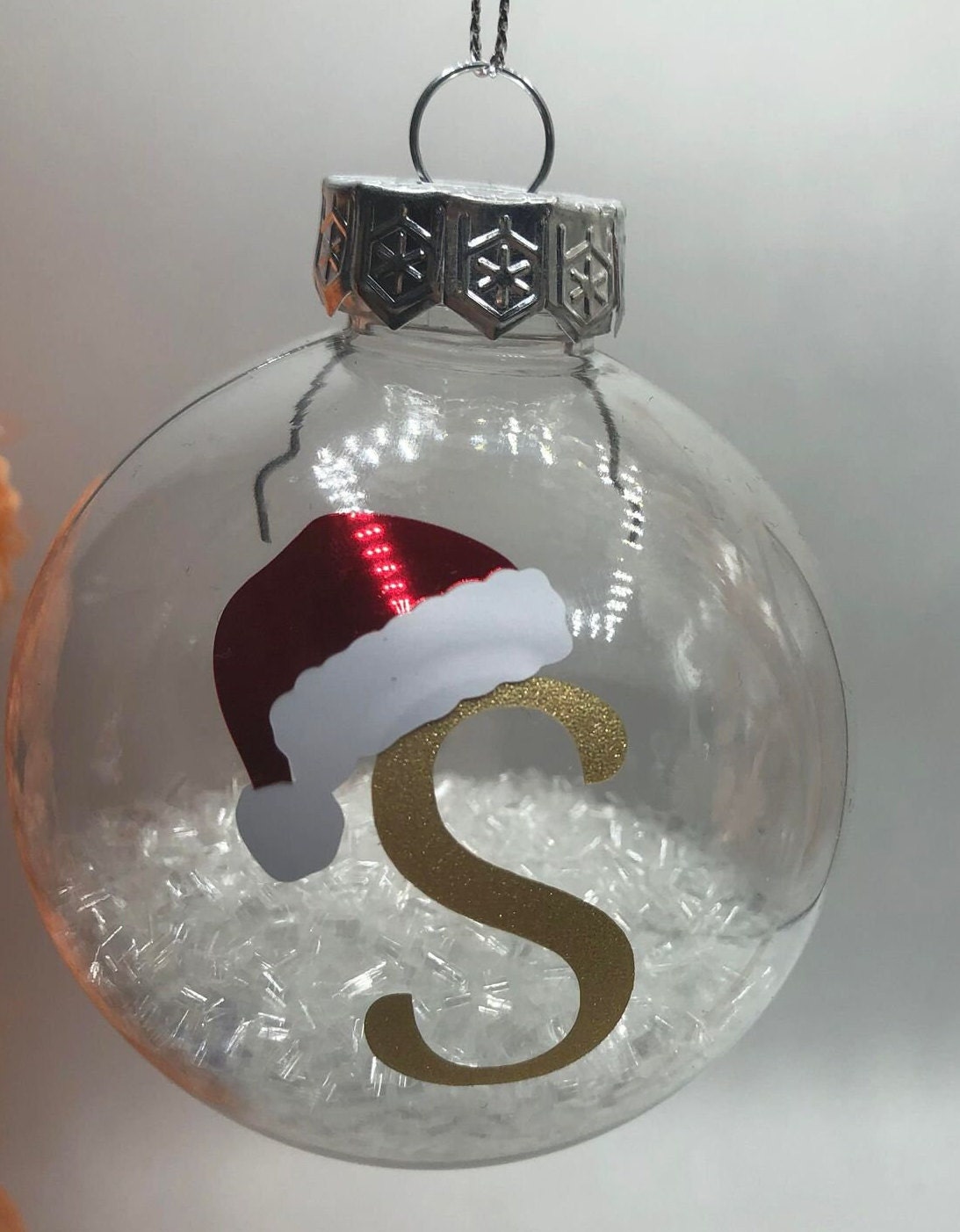 Personalised Santa Hat Glitter Christmas Bauble / Bauble / Memorial Bauble / Tree Personalised Decoration / Personalised Christmas Ornament
