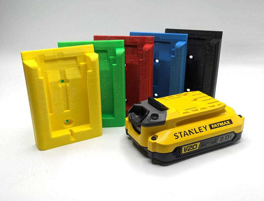 Stanley Fatmax V20 18v Batteries -Wall or Undershelf +Colour Choice / Battery Holder for Stanley Fatmax V20 18v Batteries / Battery Mount