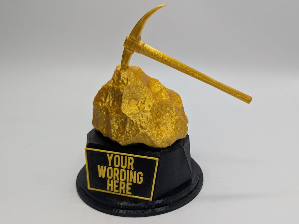 Gold Digger Trophy, Gold Nugget Award, Custom Trophy Gift, Pick Axe Trophy, Digger Award, Golden Nugget Trophy,  Mining Trophy Award, Gold