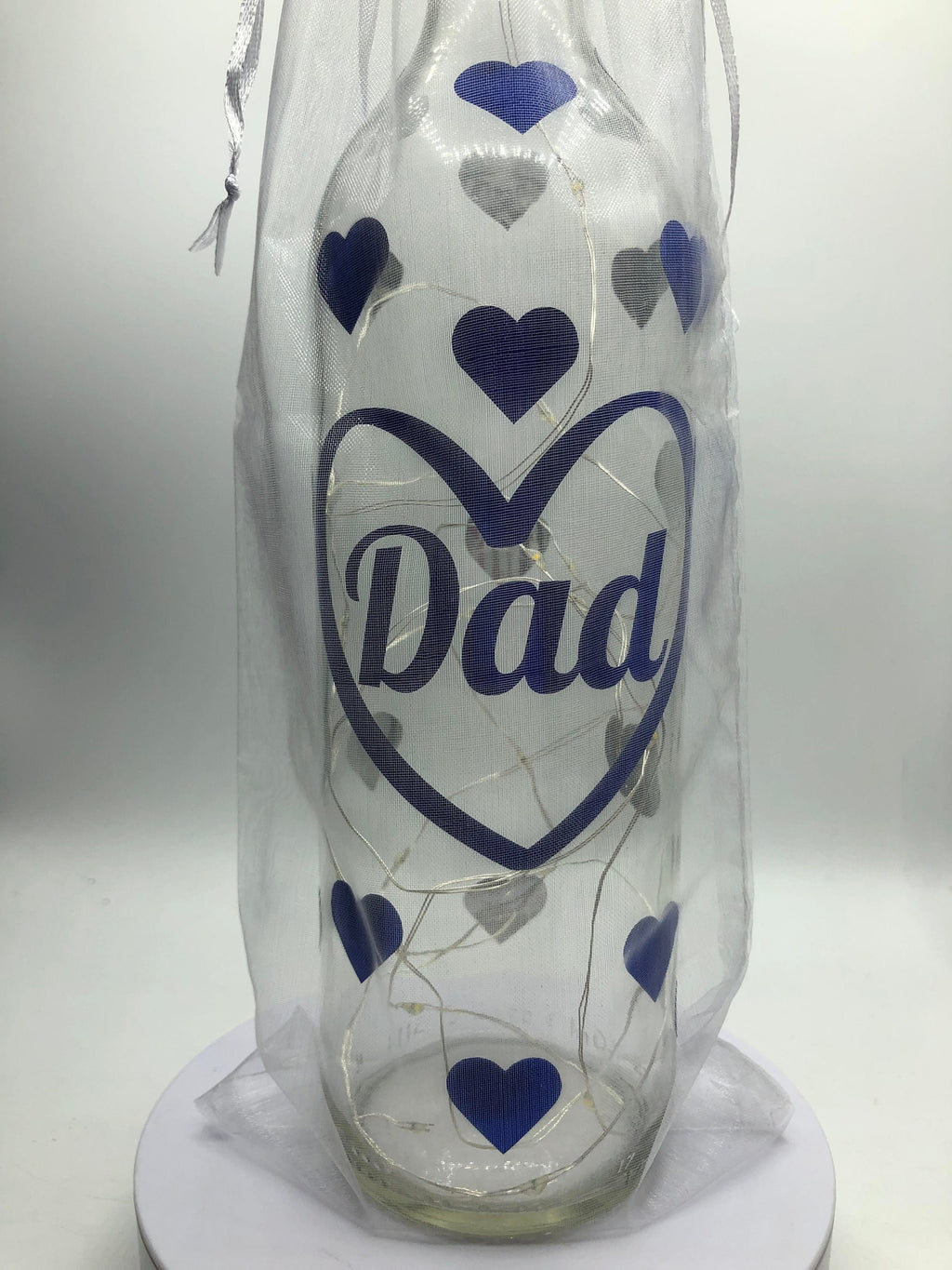 Dad Hearts LED Light Up Glass Bottle / Gift for Dad for Fathers Day / Fathers Day Gift / Gift for Dad's Birthday / Dad Christmas Gift / Dad