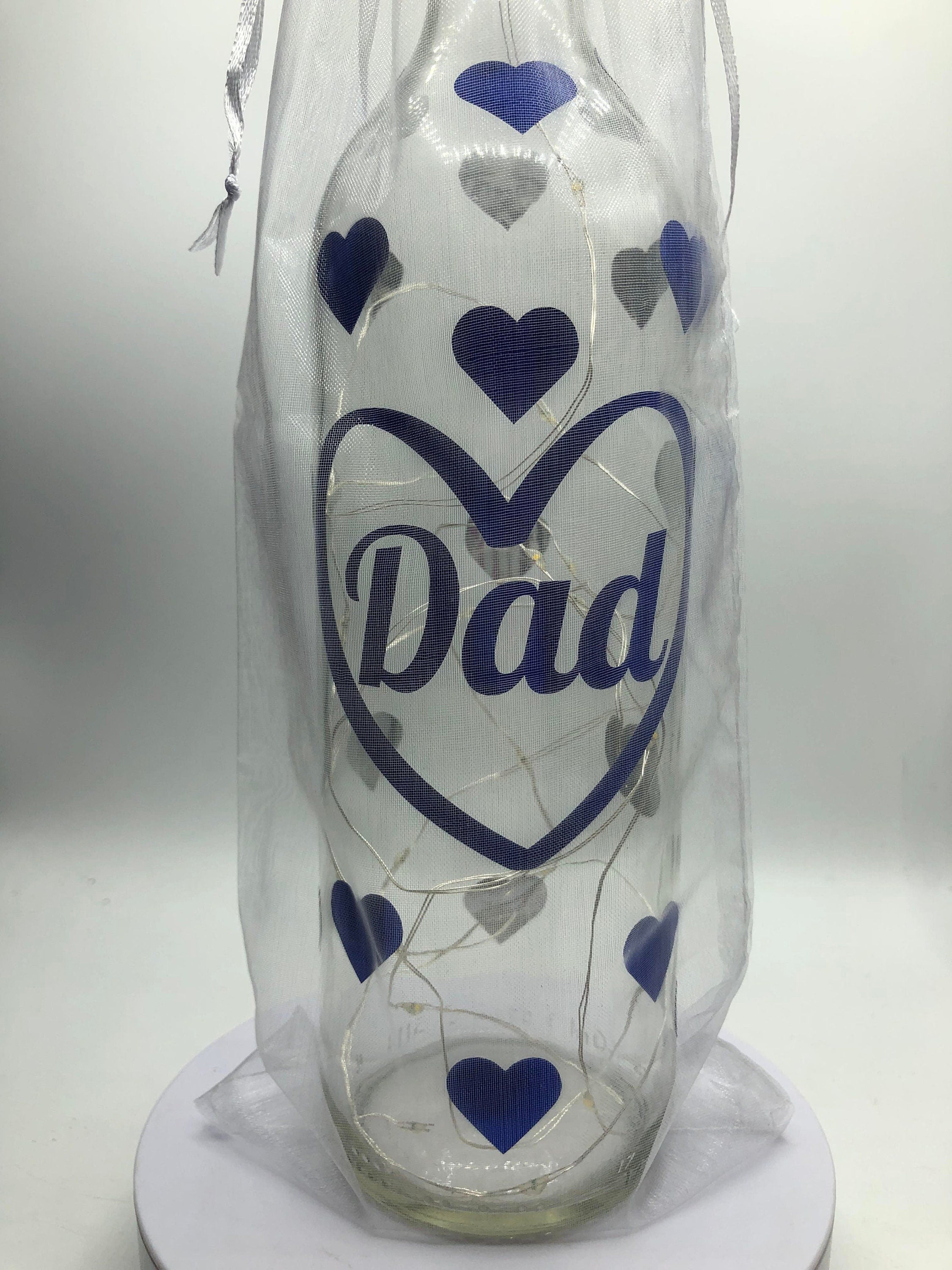 Dad Hearts LED Light Up Glass Bottle / Gift for Dad for Fathers Day / Fathers Day Gift / Gift for Dad's Birthday / Dad Christmas Gift / Dad