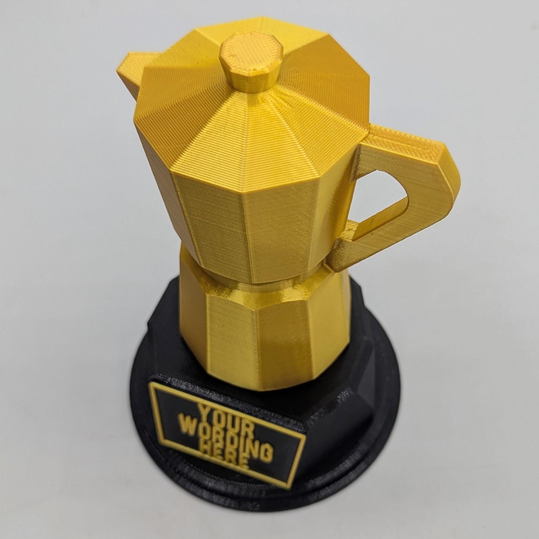 Personalised Coffee Maker Trophy, Coffee Pot Shape Gift,  Espresso Award Gift, Moka Pot Award, Custom Trophy Award, Coffee Lover Award Gift