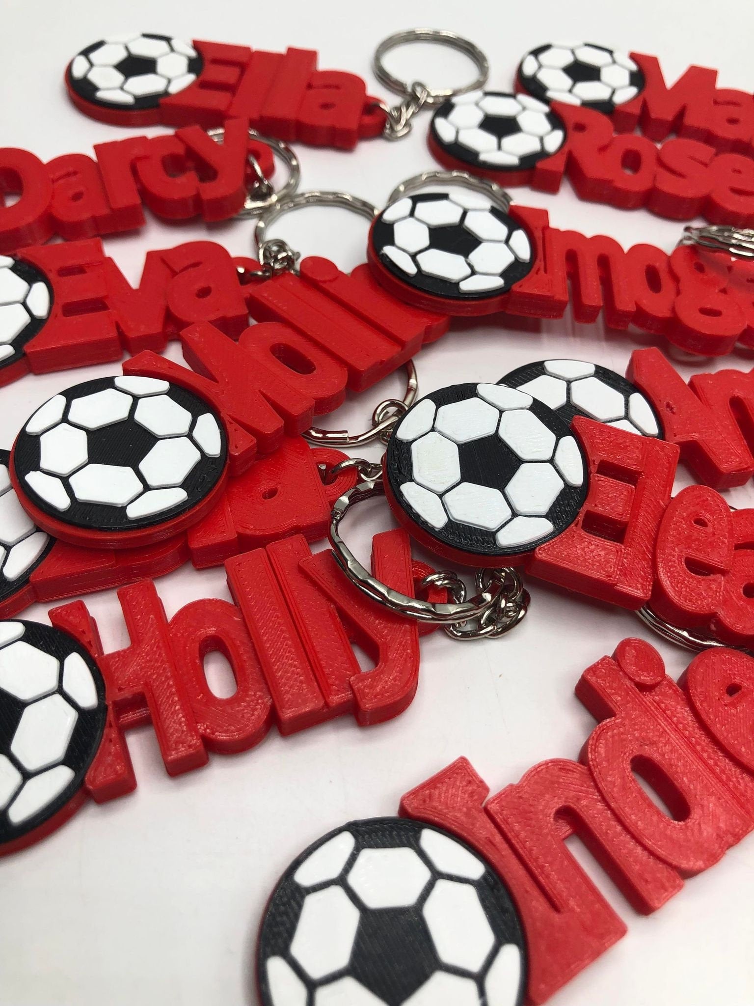 Girls Personalised Football Keyring / Soccer Keyrings / Football Party Bag Filler / Football Team Bag Tags / Football Gift / Football Favour