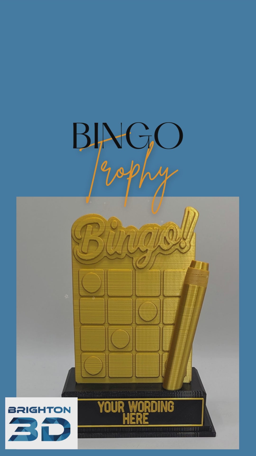 Personalised Bingo Trophy, Bingo Award Gift, Bingo Joke Gift, Custom Trophy Award, Bingo Card Shaped Gift, Best Bing Award, Bingo Lover