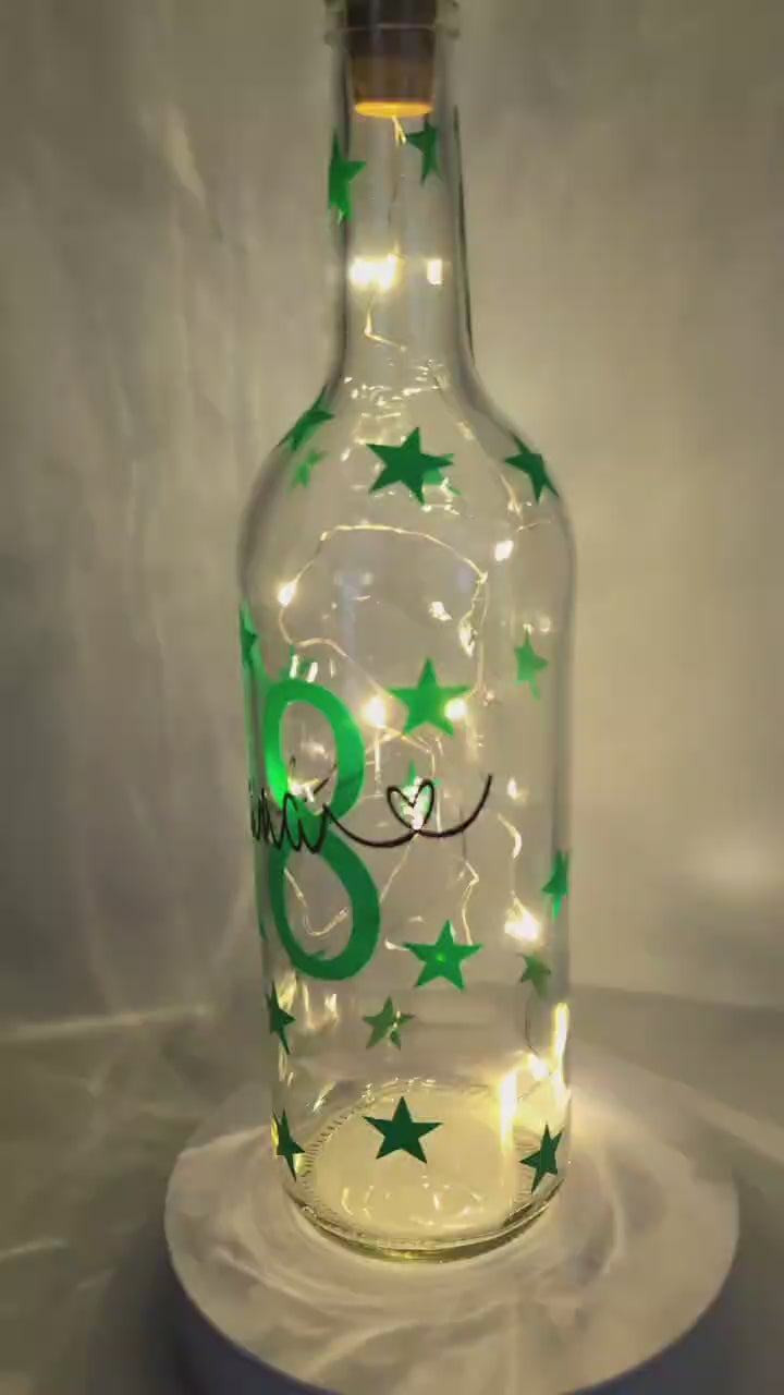Personalised Star Light Up Bottle, Light Up Bottle, Milestone Birthday, Gift for her, Special Birthday Gift, 18th Gift, 21st Gift, 30th Gift
