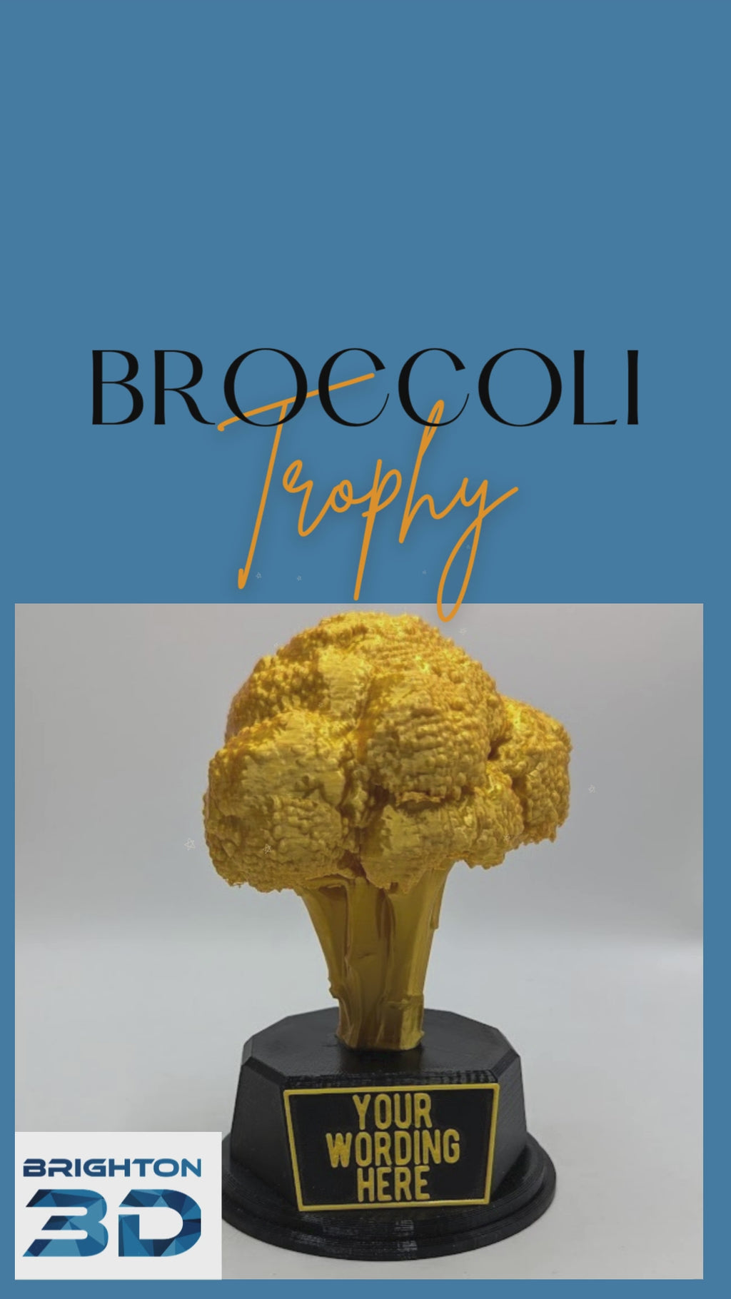 Personalised Broccoli Trophy, Gardener Award Gift, Custom Trophy Gift, Broccoli Lover Gift, Office Trophy, Vegetable Award, Vegetarian Gift