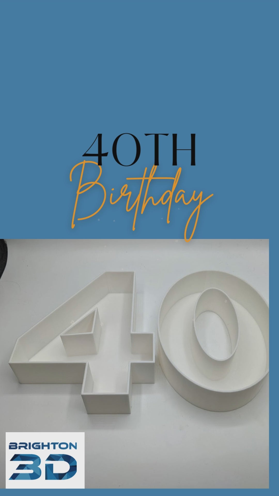 40th Birthday Cake Decoration, Large Numbers (8.5") for Sweet filling Birthday Cake Alternative, Birthday Party Display, 40th Birthday Decor