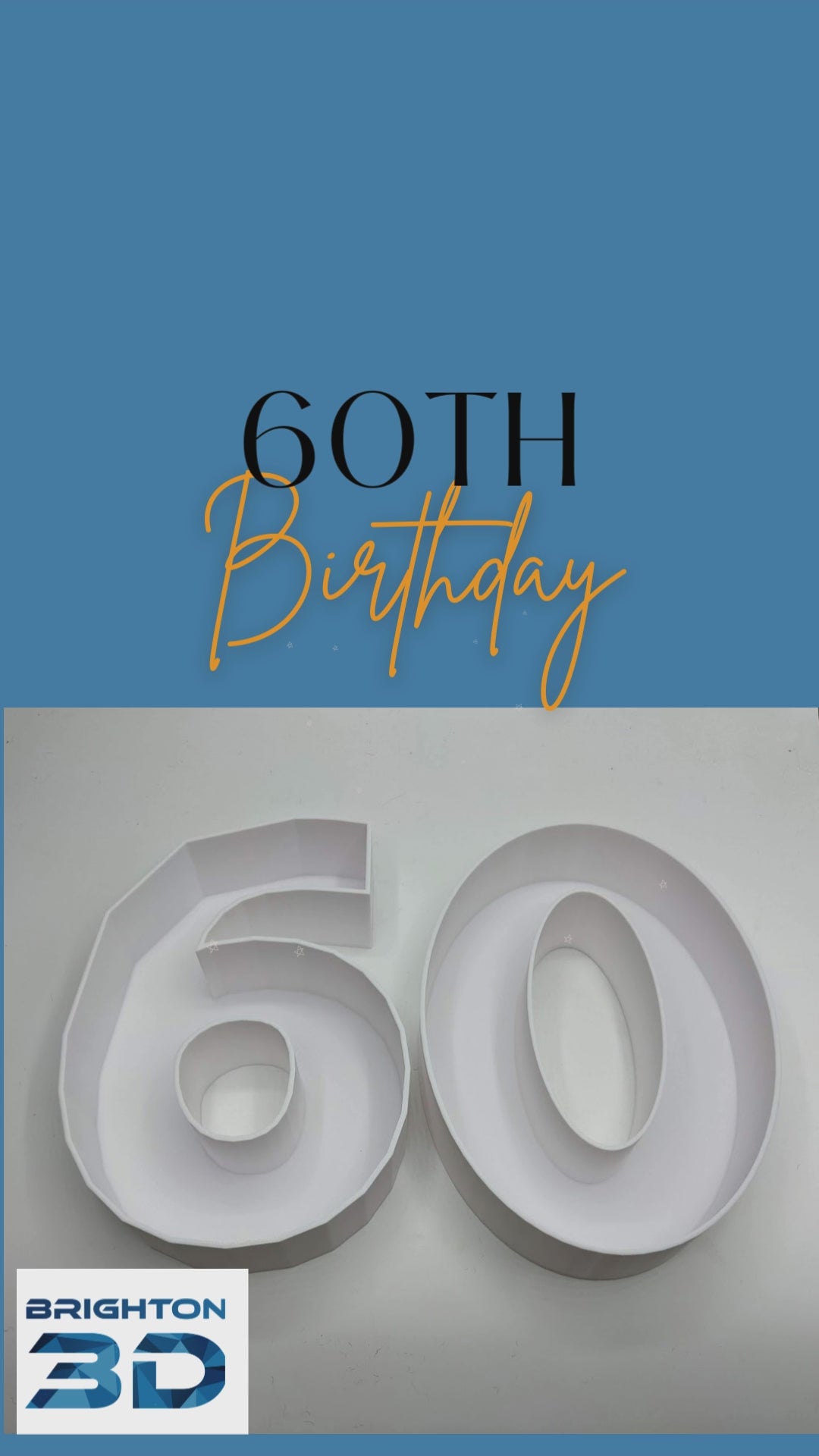 60th Birthday Cake Decoration, Large Numbers (8.5") for Sweet filling Birthday Cake Alternative, Birthday Party Display, 60th Birthday Decor