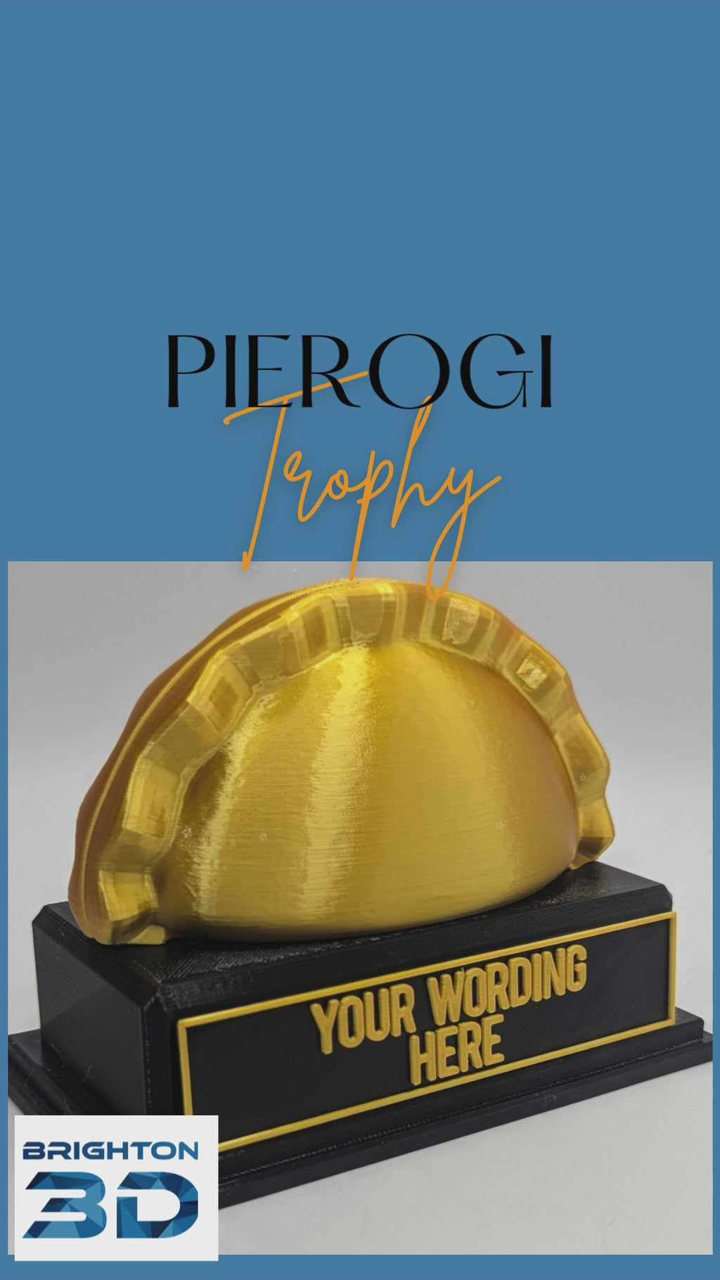Personalised Pierogi Trophy, Polish Dumpling Shape Gift, Dumpling Award Gift, Pierogi Lover Gift, Custom Trophy Award, Pierogi Keepsake Gift