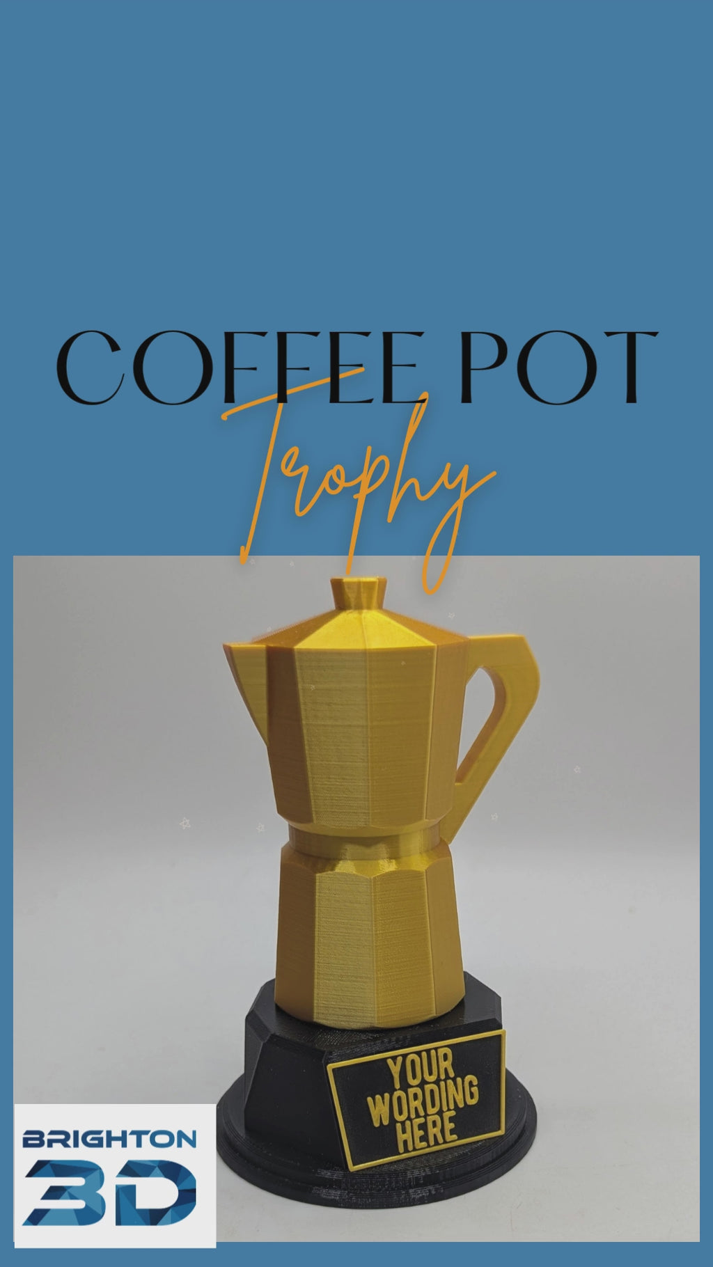 Personalised Coffee Maker Trophy, Coffee Pot Shape Gift,  Espresso Award Gift, Moka Pot Award, Custom Trophy Award, Coffee Lover Award Gift