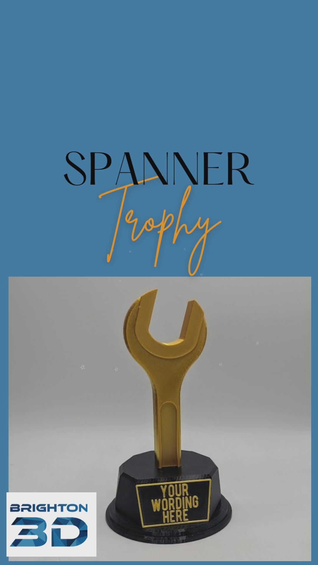 Personalised Spanner Trophy, Spanner Shaped Award, Custom Trophy Gift, Builder Trophy, Carpenter Gift, Custom Spanner Award, Workman Trophy