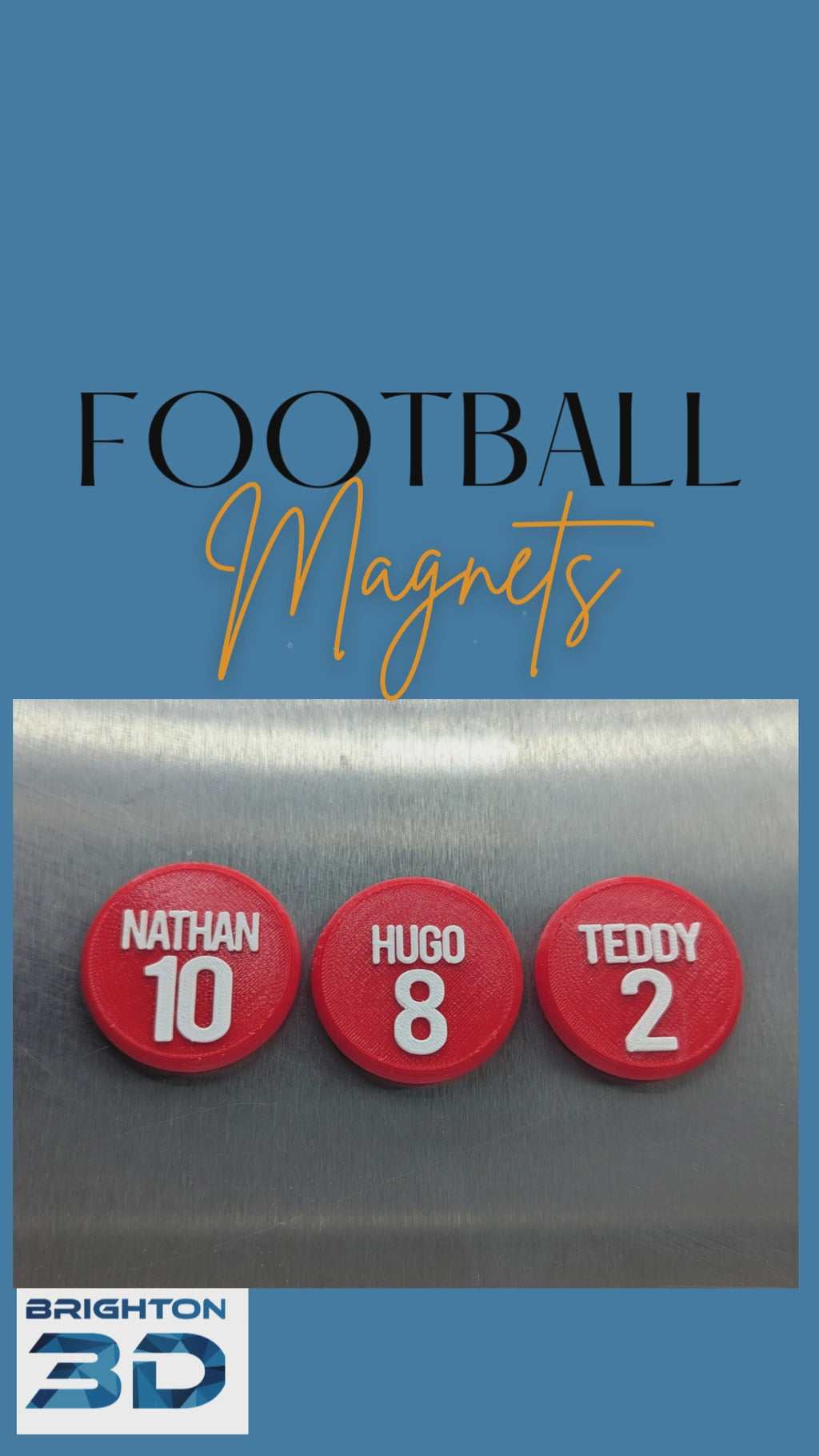 Personalised Round Football Magnet / Soccer Magnet / Football Party Bag Fillers / Football Team Magnets / Football Gift / Football Favour