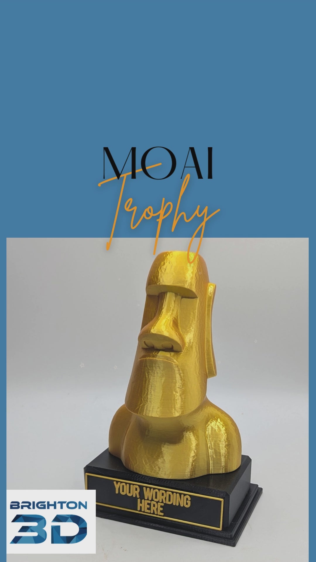 Personalised Moai Trophy, Moai Shape Gift, Easter Island Award Gift, Easter Island Lover Gift, Custom Trophy Award, Statue Shape Trophy