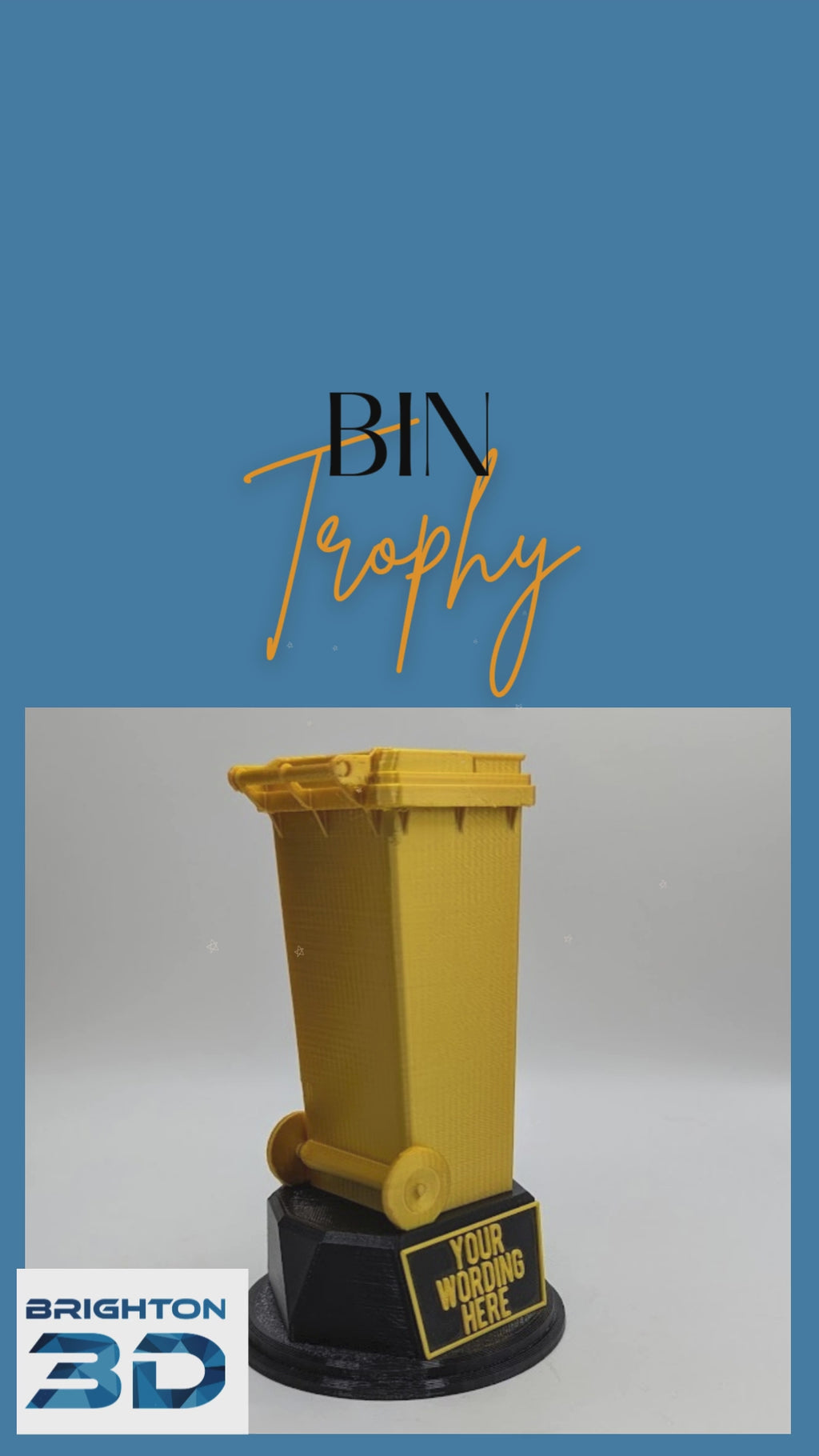 Personalised Wheelie Bin Trophy, Bin Award Gift, Custom Trophy Gift, Trashcan Trophy Award, Office Trophy, Refuse Worker Award, Joke Bin