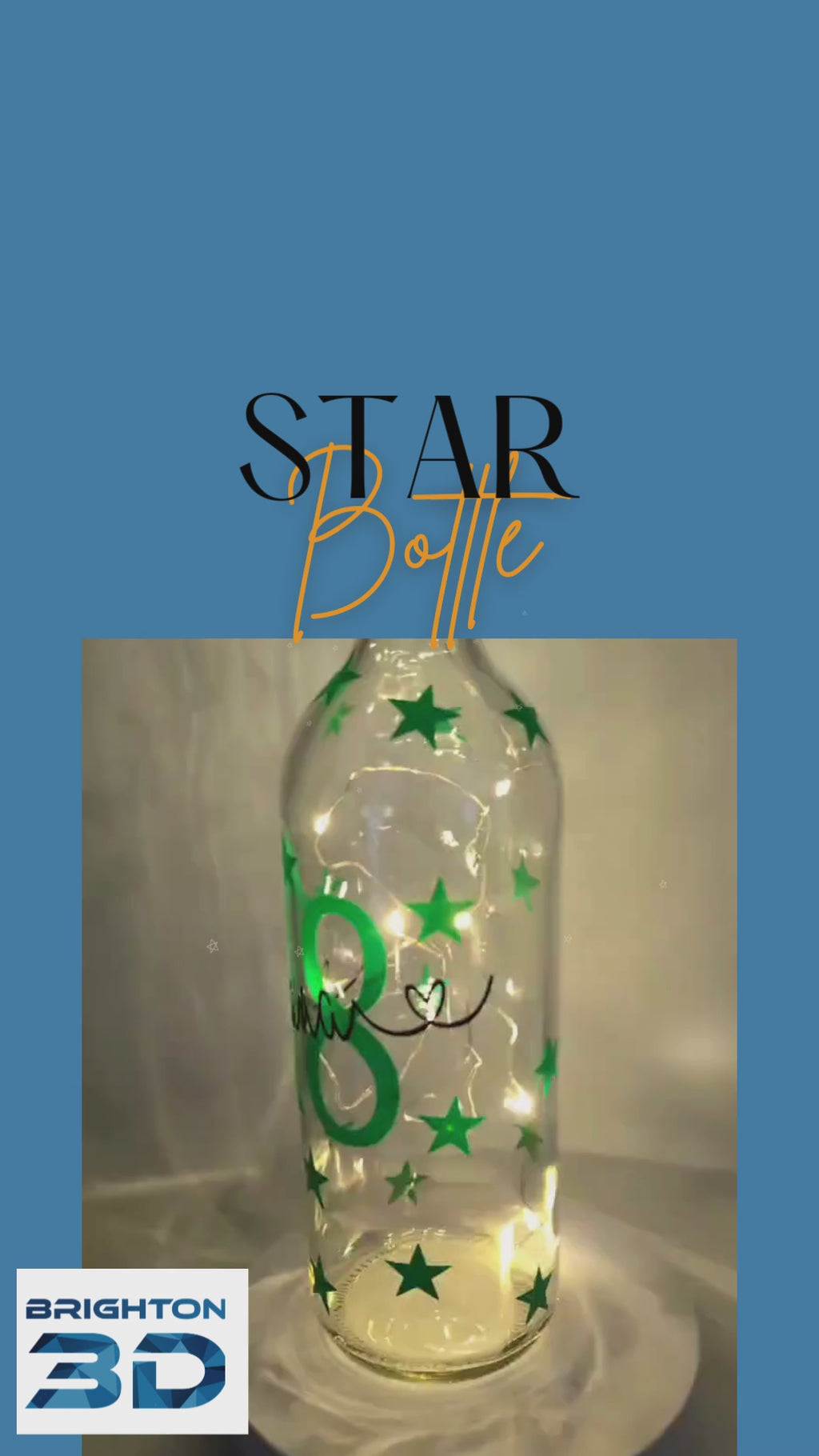 Personalised Star Light Up Bottle, Light Up Bottle, Milestone Birthday, Gift for her, Special Birthday Gift, 18th Gift, 21st Gift, 30th Gift